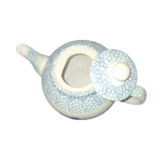 NWOT Vintage 90s Blue Heart Pattern Teapot - Picture 3 of 7